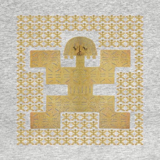 Digital Rendering of a Pre-Columbian Pectoral Pattern in Gold Leaf on Black by Diego-t